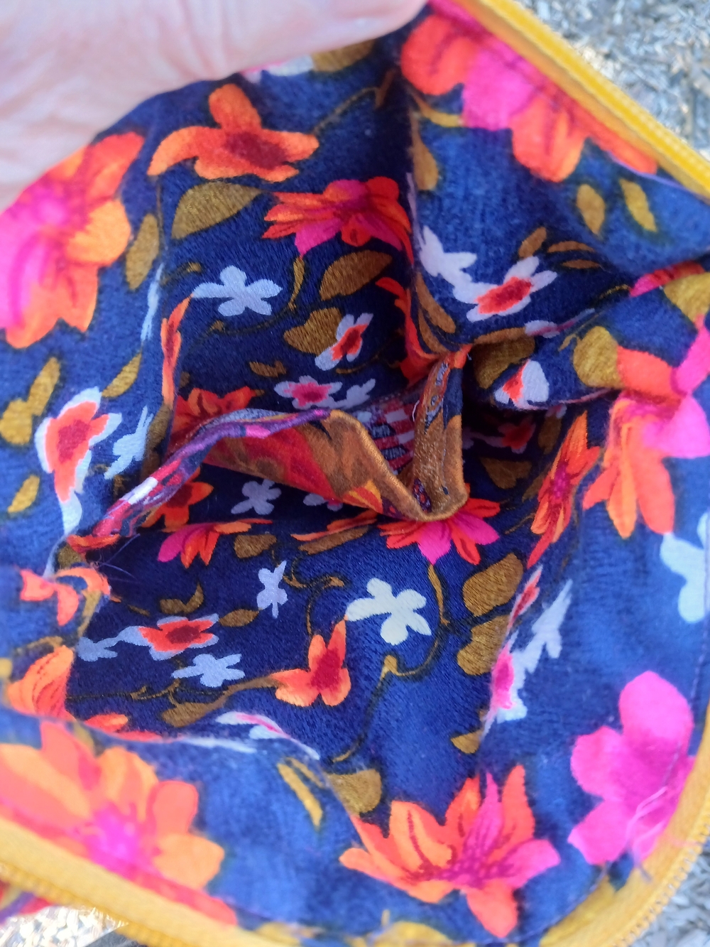 Handmade Floral Crossbody Bag in Purple and Orange Bohemian Retro Inspired - Picture 3 of 5